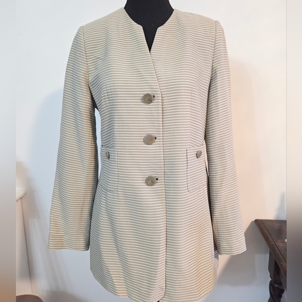 Louis Feraud vintage cotton blend striped blazer Sz 8